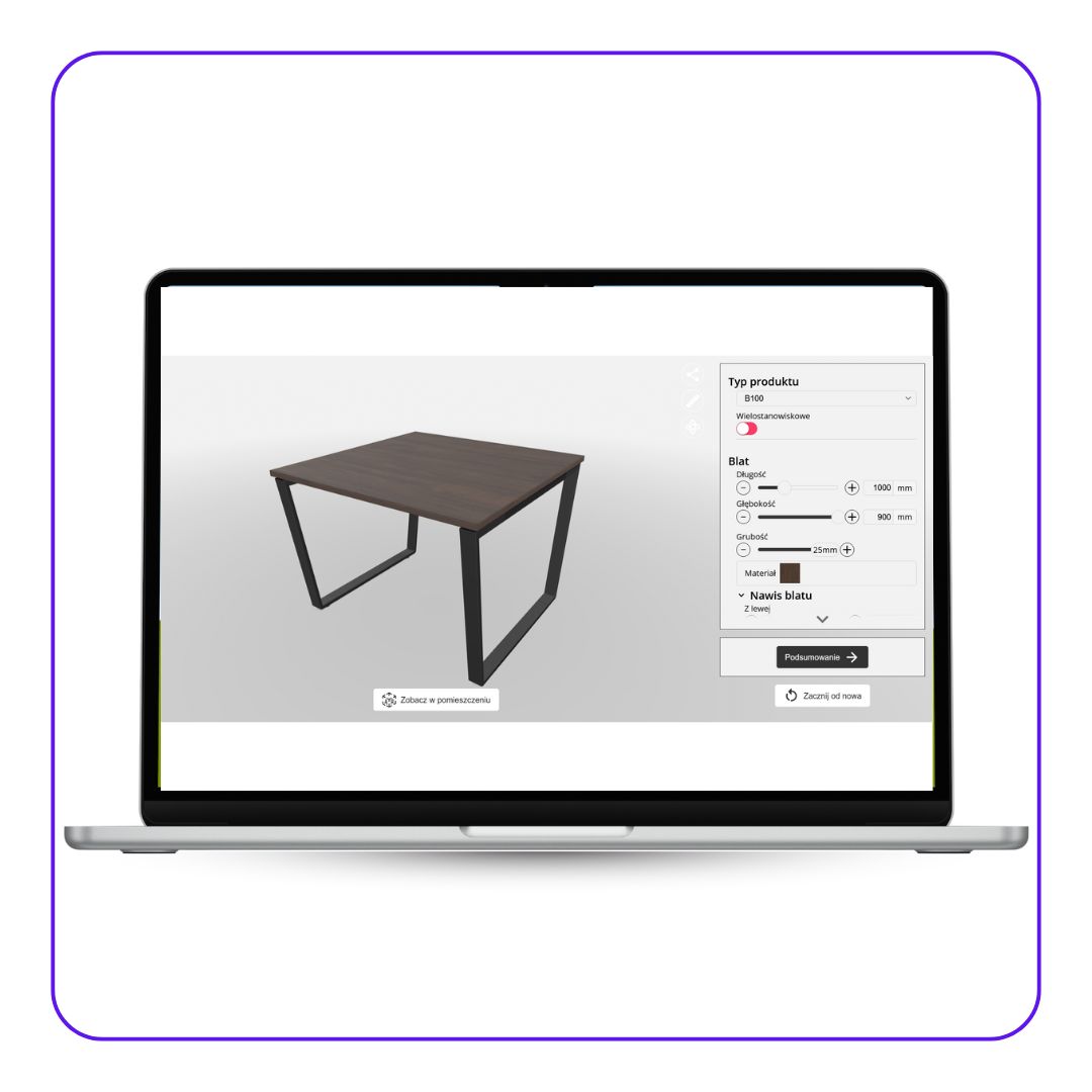 Konfigurator 3D/AR ARLITY dla biurek i mebli biurowych